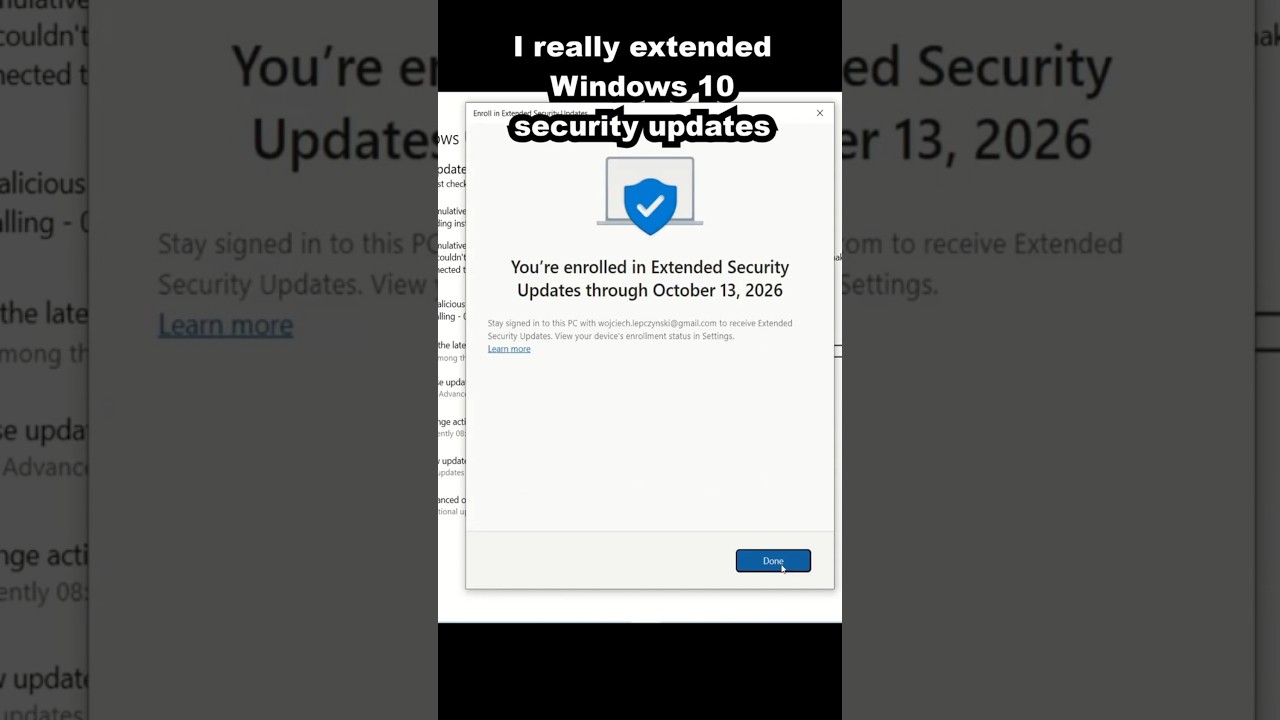 I just extended Windows 10 updates to 2026