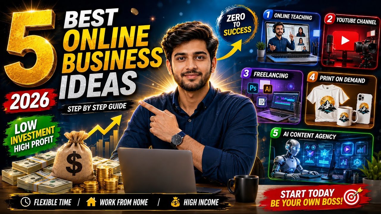 5 Best Online Business Ideas 2026 | Zero to Low Investment | Earn Money Online from Home