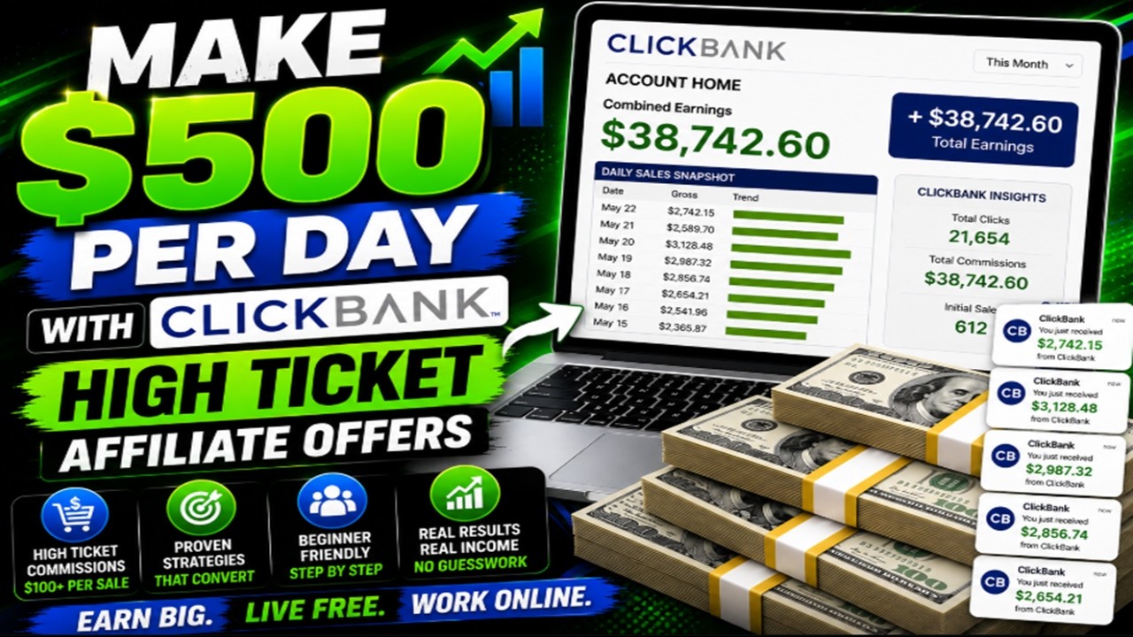 How To Make $500 Per Day Online With Clickbank High Ticket Affiliate Offers